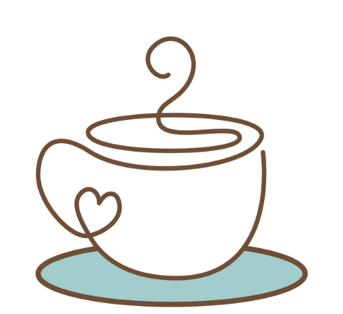 coffee cup with the words Laughs, Lessons and Lattes